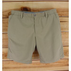 Under Armour HeatGear Chino Shorts Mens 40 Brown‎ Nylon Blend Pockets Flat Front